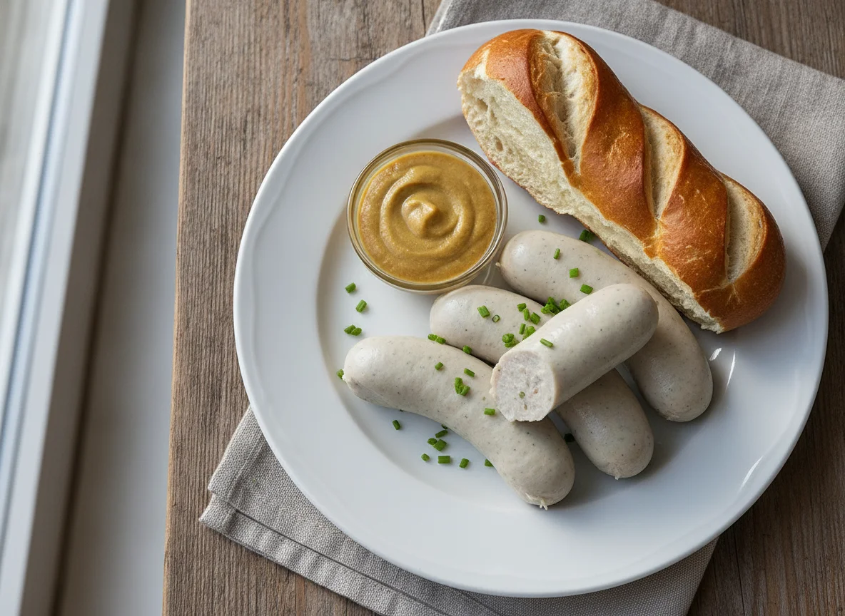 Weißwurst mit Laugenstange und süßem Senf photo