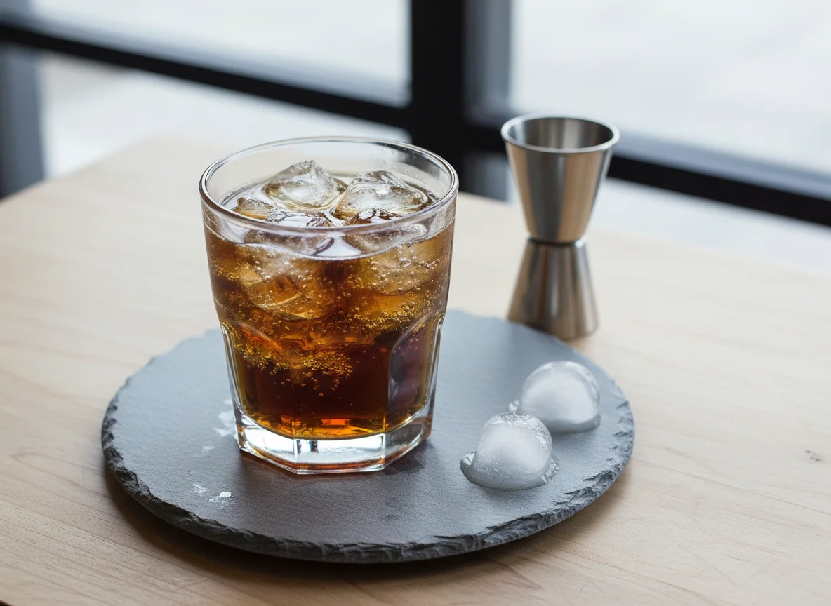 Whisky mit Cola und Eis photo