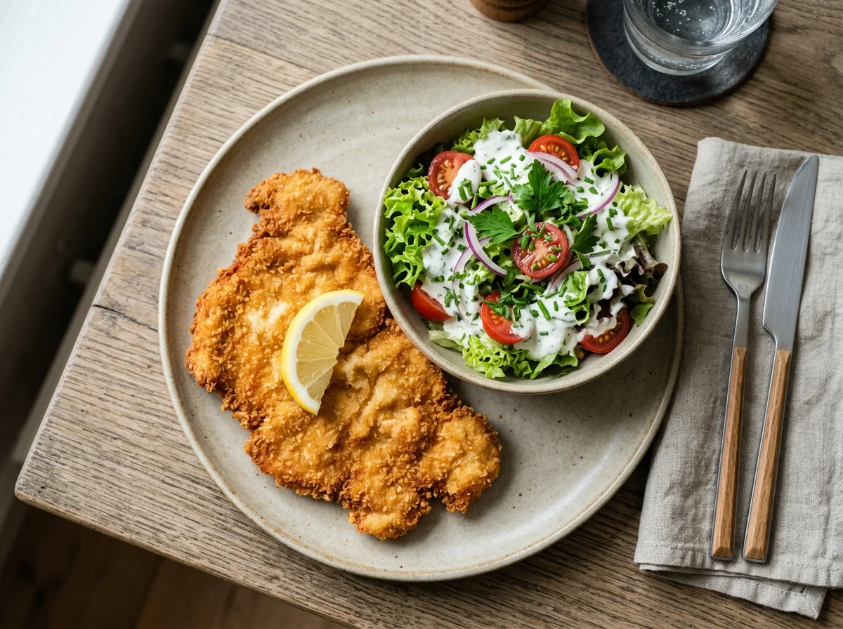 Wiener Schnitzel mit Beilagensalat photo