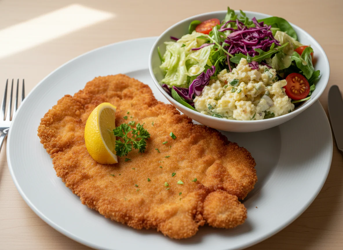 Wiener Schnitzel mit gemischtem Salat photo