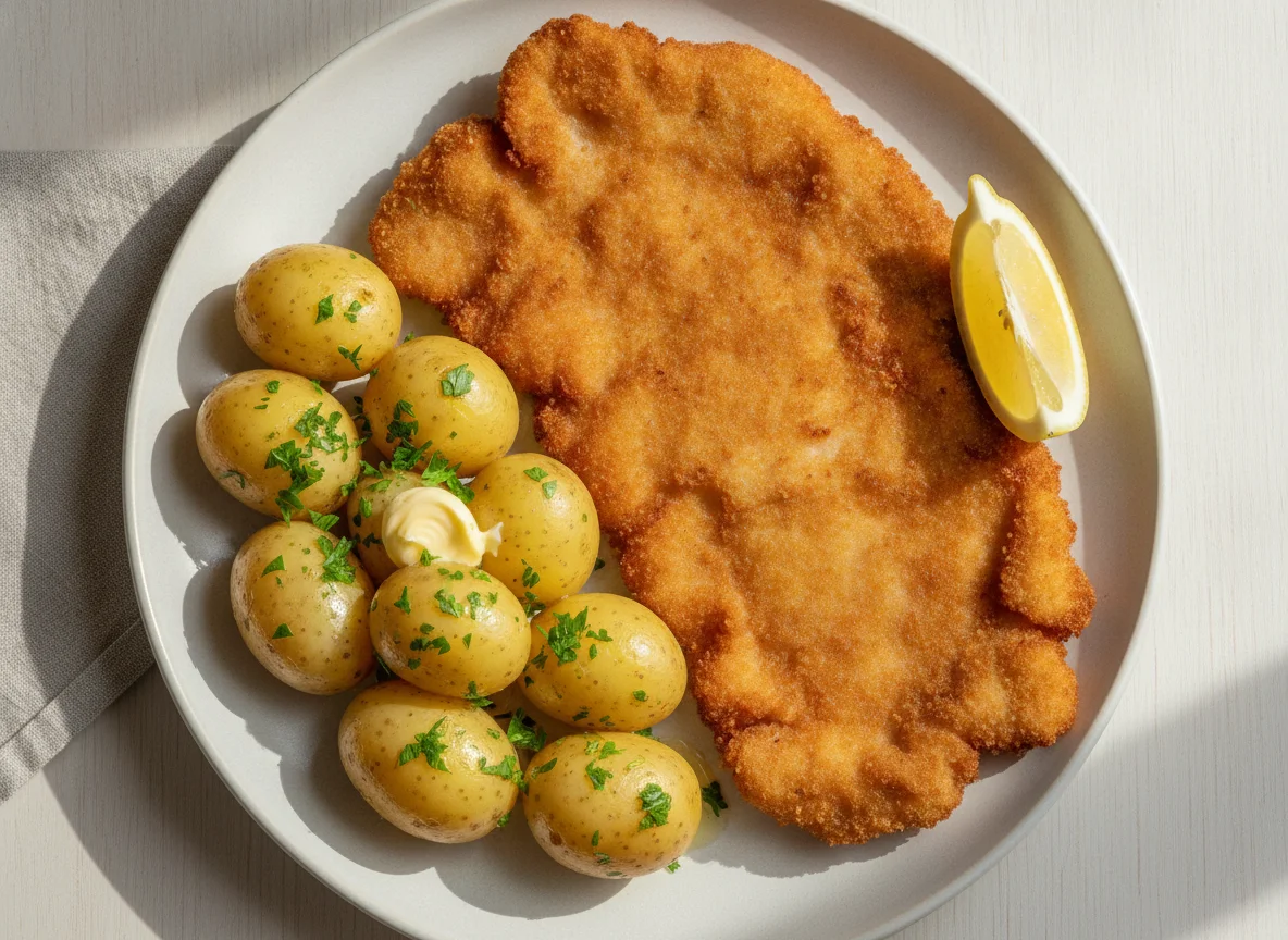 Wiener Schnitzel mit Petersilienkartoffeln photo