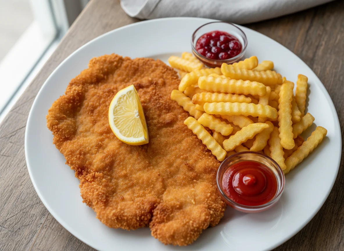 Wiener Schnitzel mit Pommes Frites photo