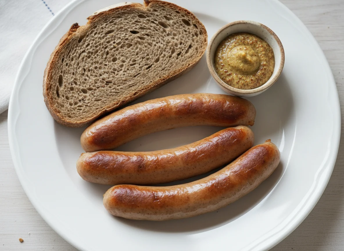 Wiener Würstchen mit Brot und Senf photo
