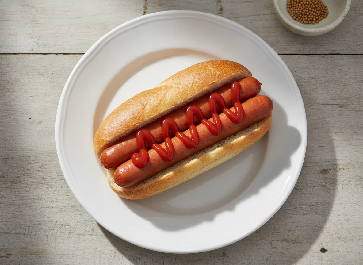 Wiener Würstchen mit Brötchen und Ketchup photo