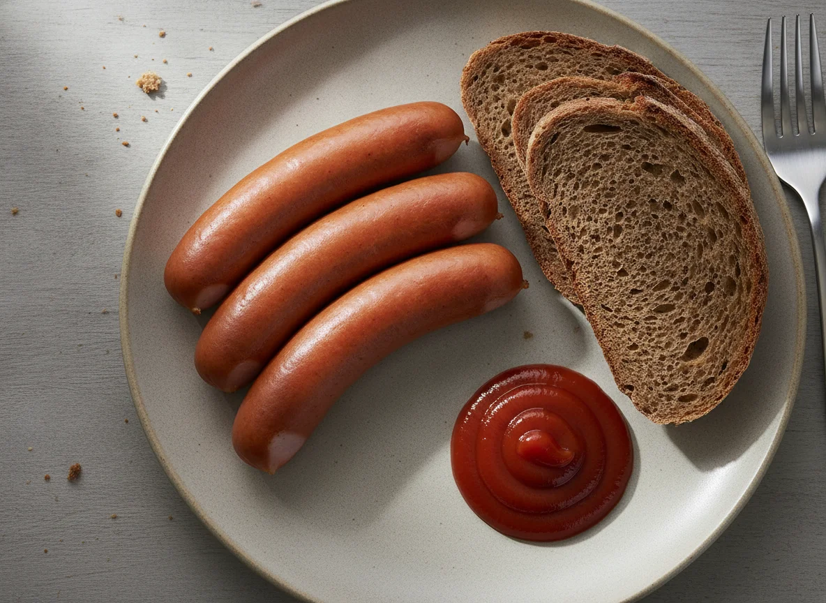 Wiener Würstchen mit Graubrot und Ketchup photo