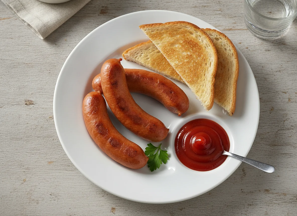 Wiener Würstchen mit Toast und Ketchup photo