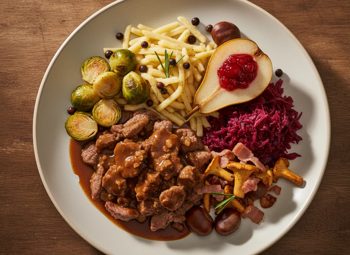 Wildgericht mit Beilagen photo