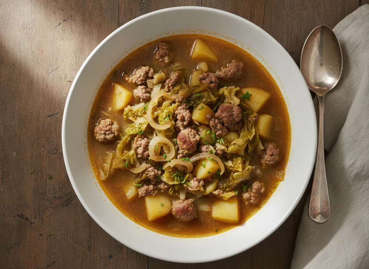 Wirsingeintopf mit Hackfleisch und Kartoffeln photo