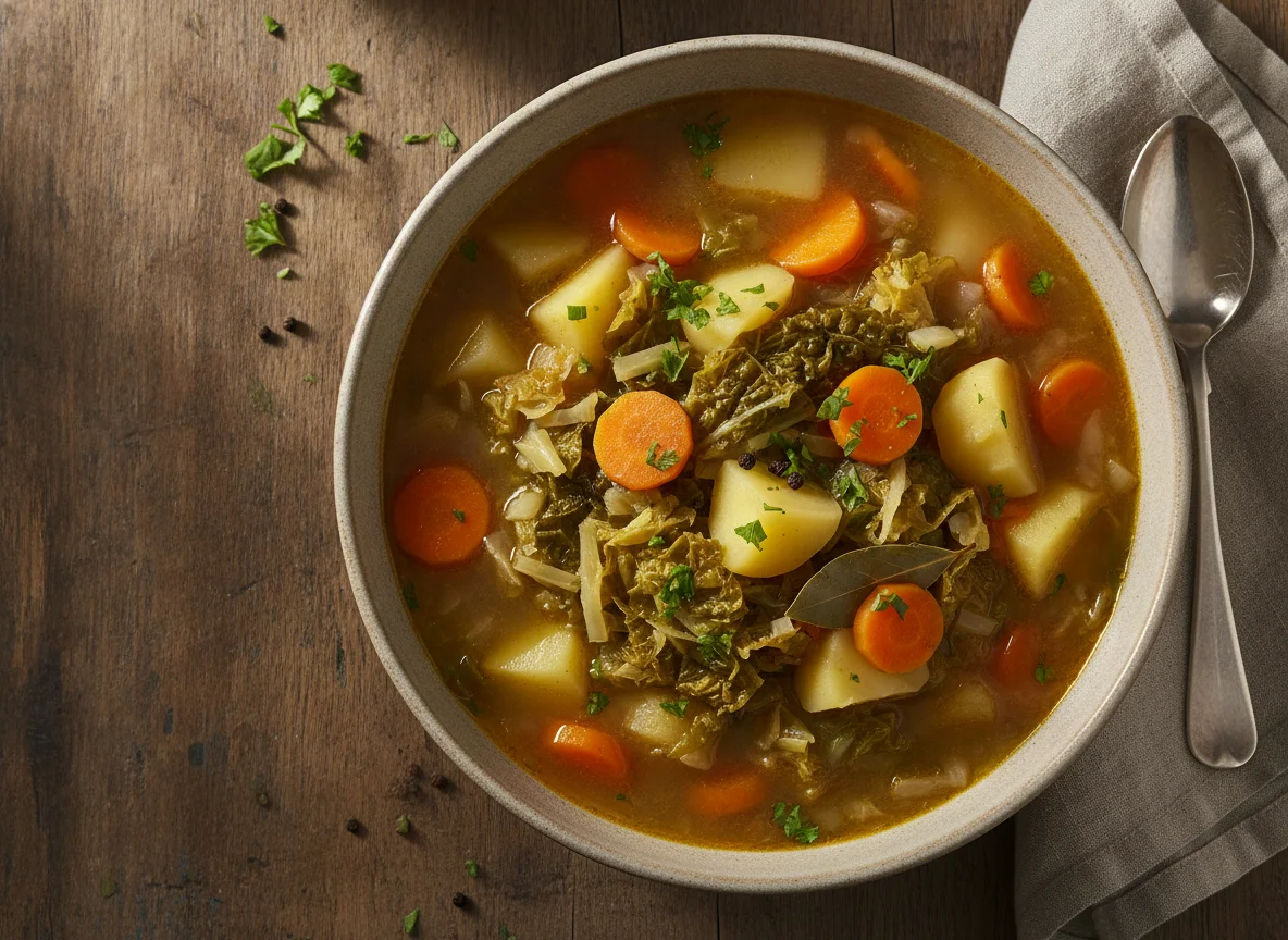 Wirsingeintopf mit Kartoffeln und Karotten photo