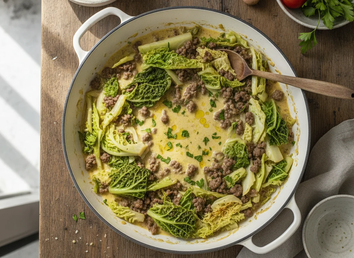 Wirsingpfanne mit Hackfleisch photo