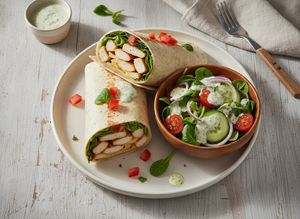 Wrap mit Beilagensalat photo