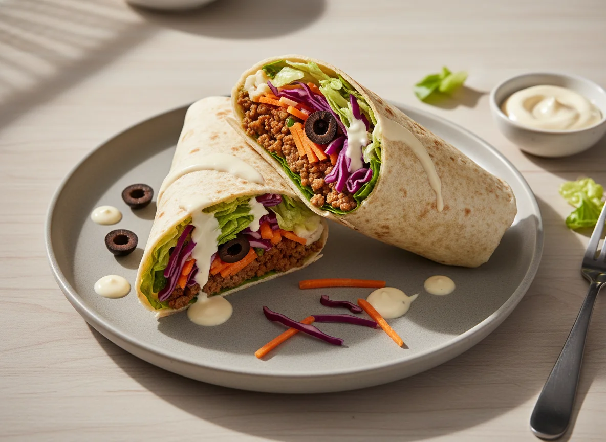 Wrap mit Fleisch und Salat photo