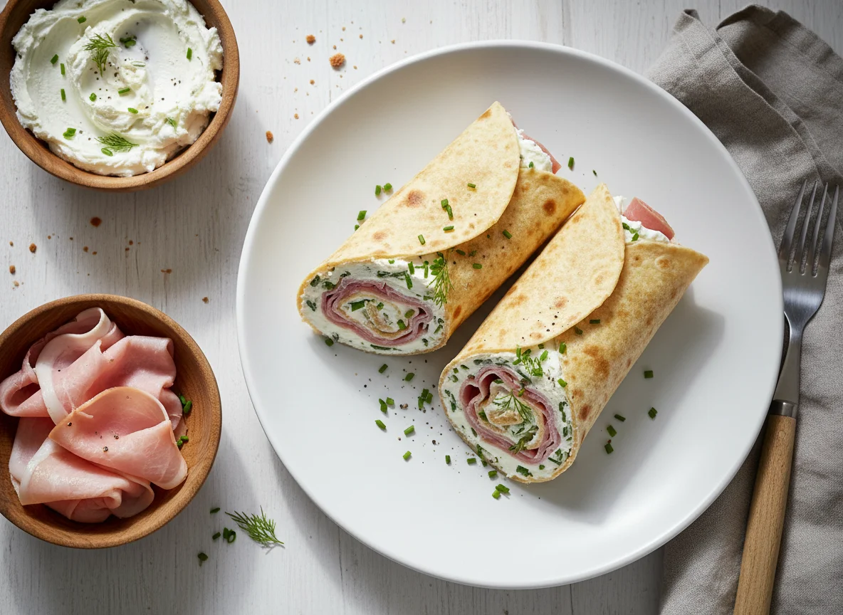 Wrap mit Frischkäse und Schinken photo
