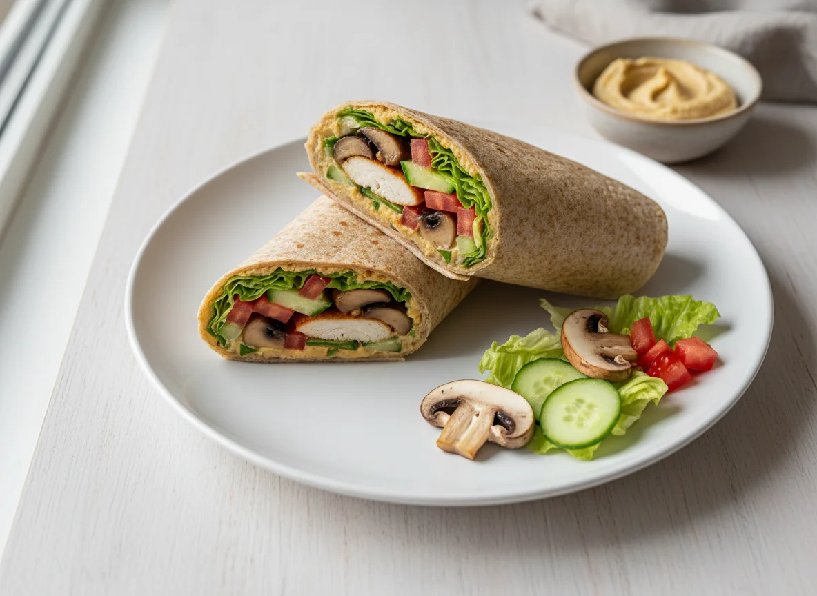Wrap mit Gemüse und Pilzen photo