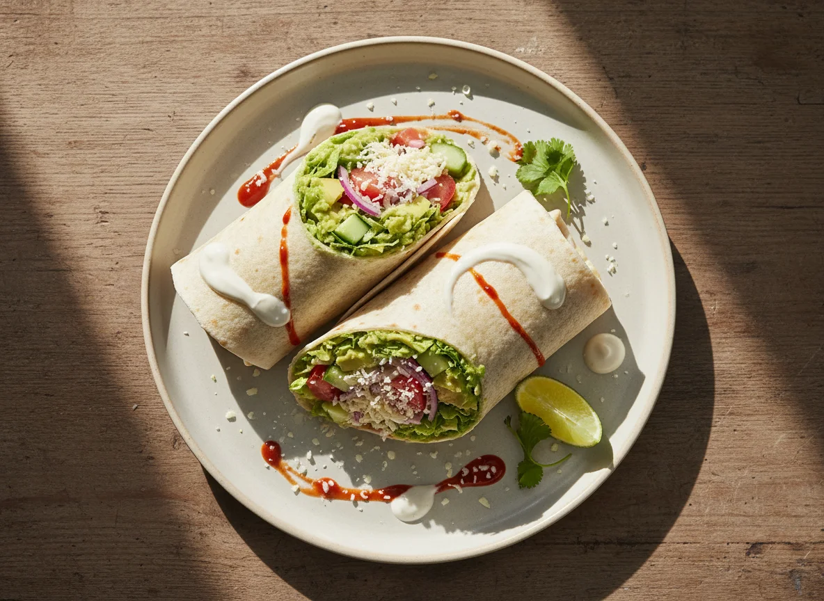 Wrap mit Guacamole und Salat photo