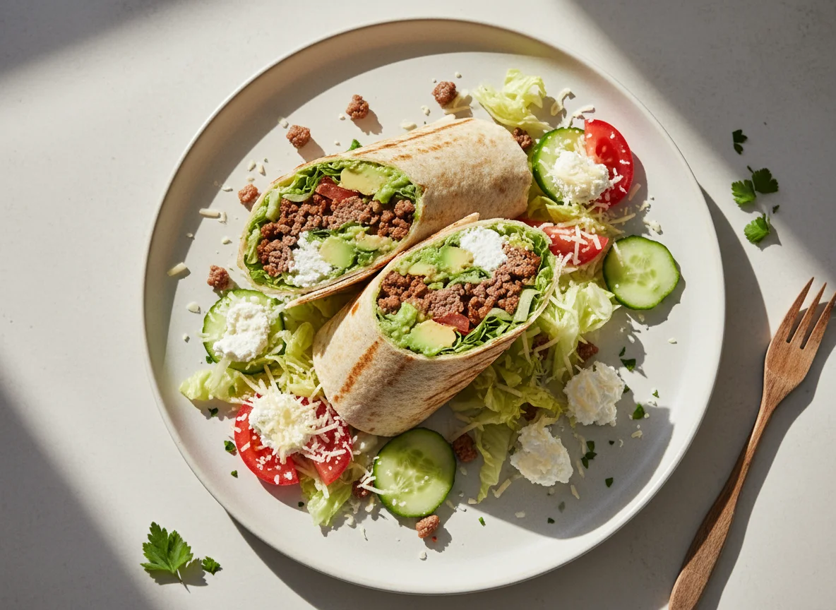 Wrap mit Hackfleisch und Avocado photo