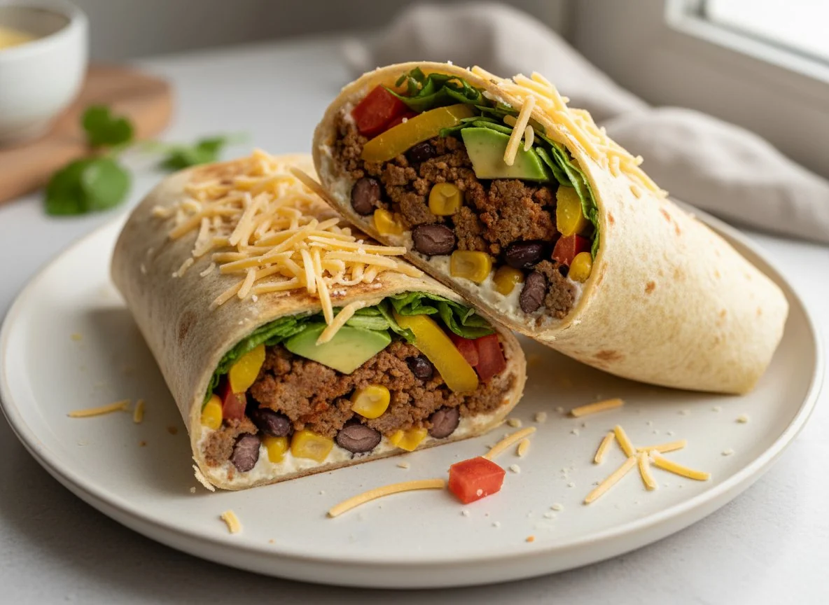 Wrap mit Hackfleisch und Gemüse photo