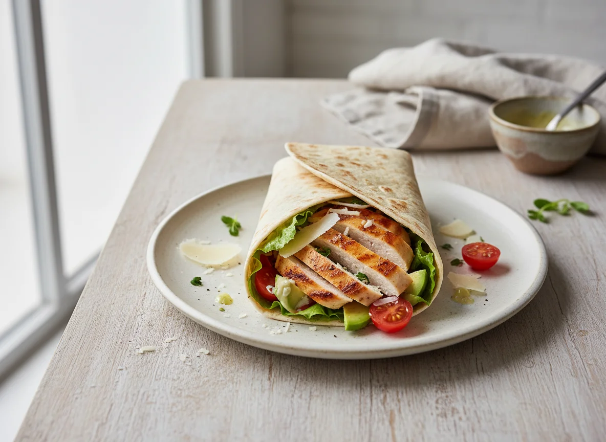 Wrap mit Hähnchen, Avocado und Parmesan photo