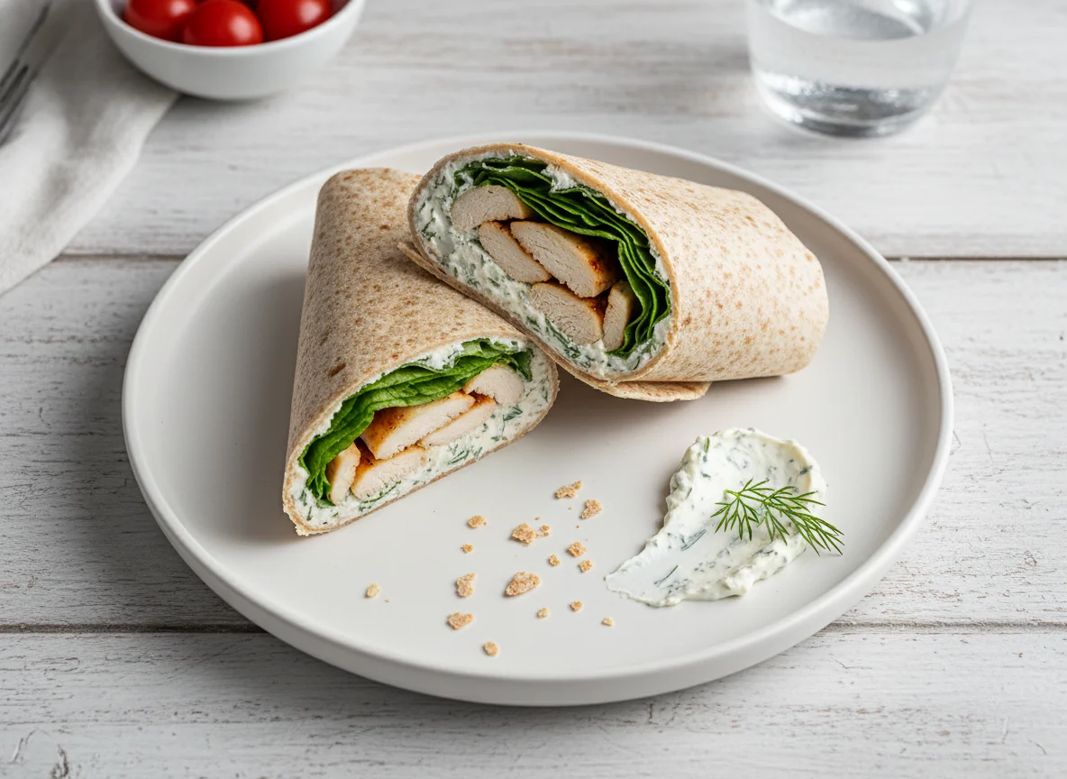 Wrap mit Hähnchen und Frischkäse photo