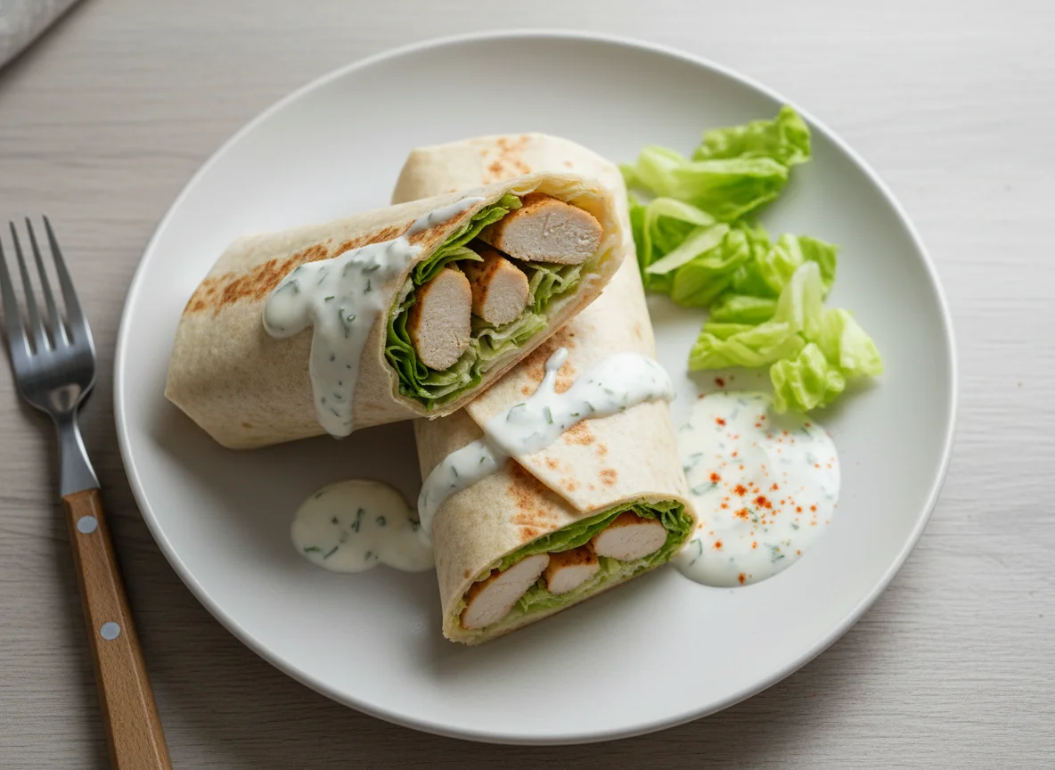Wrap mit Hähnchen und Salat photo