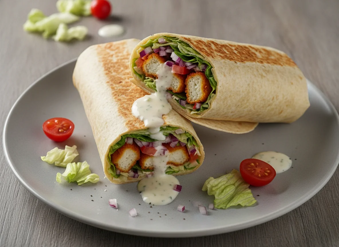 Wrap mit Hähnchennuggets und Gemüse photo