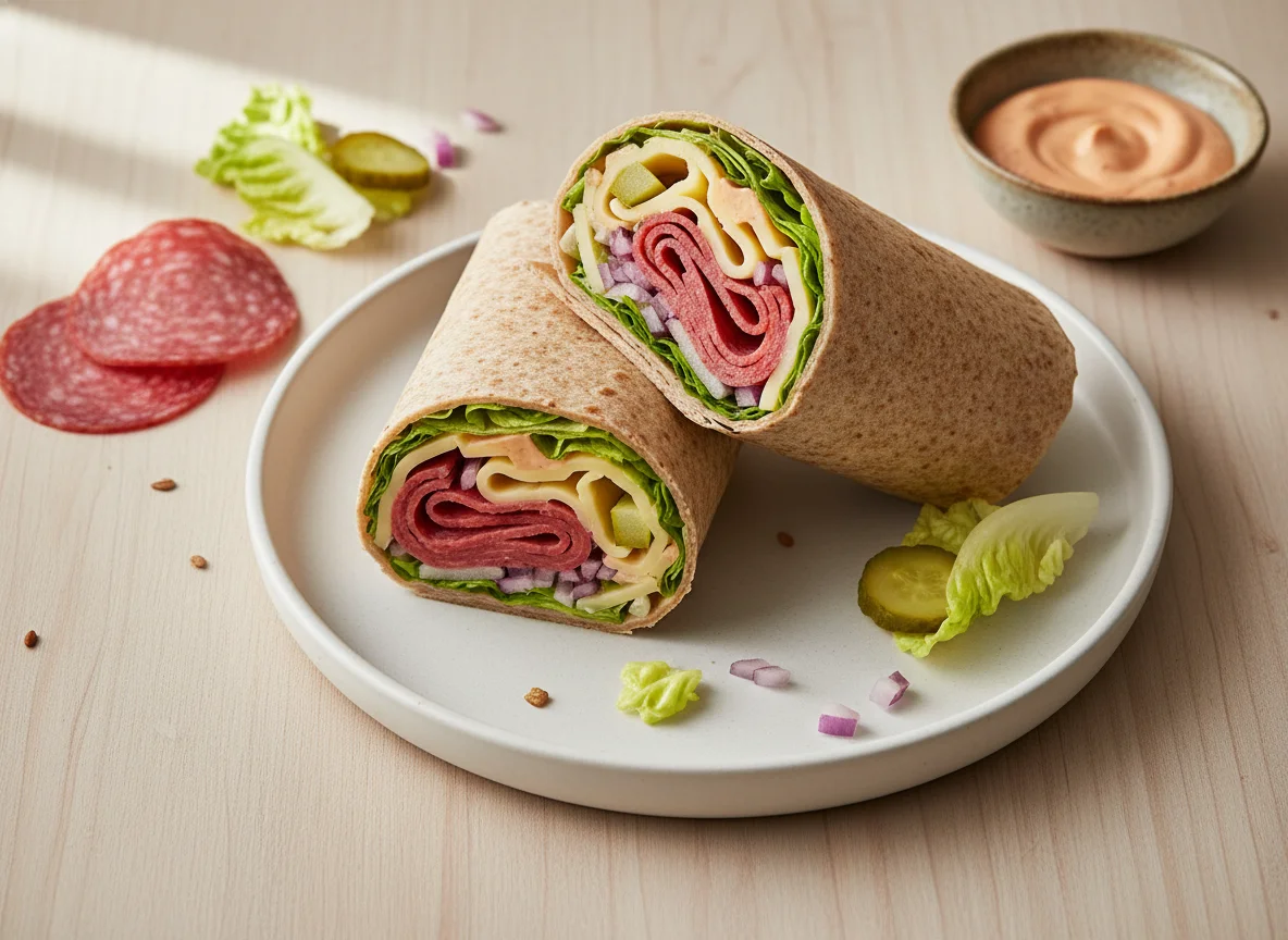 Wrap mit Käse und Salami photo