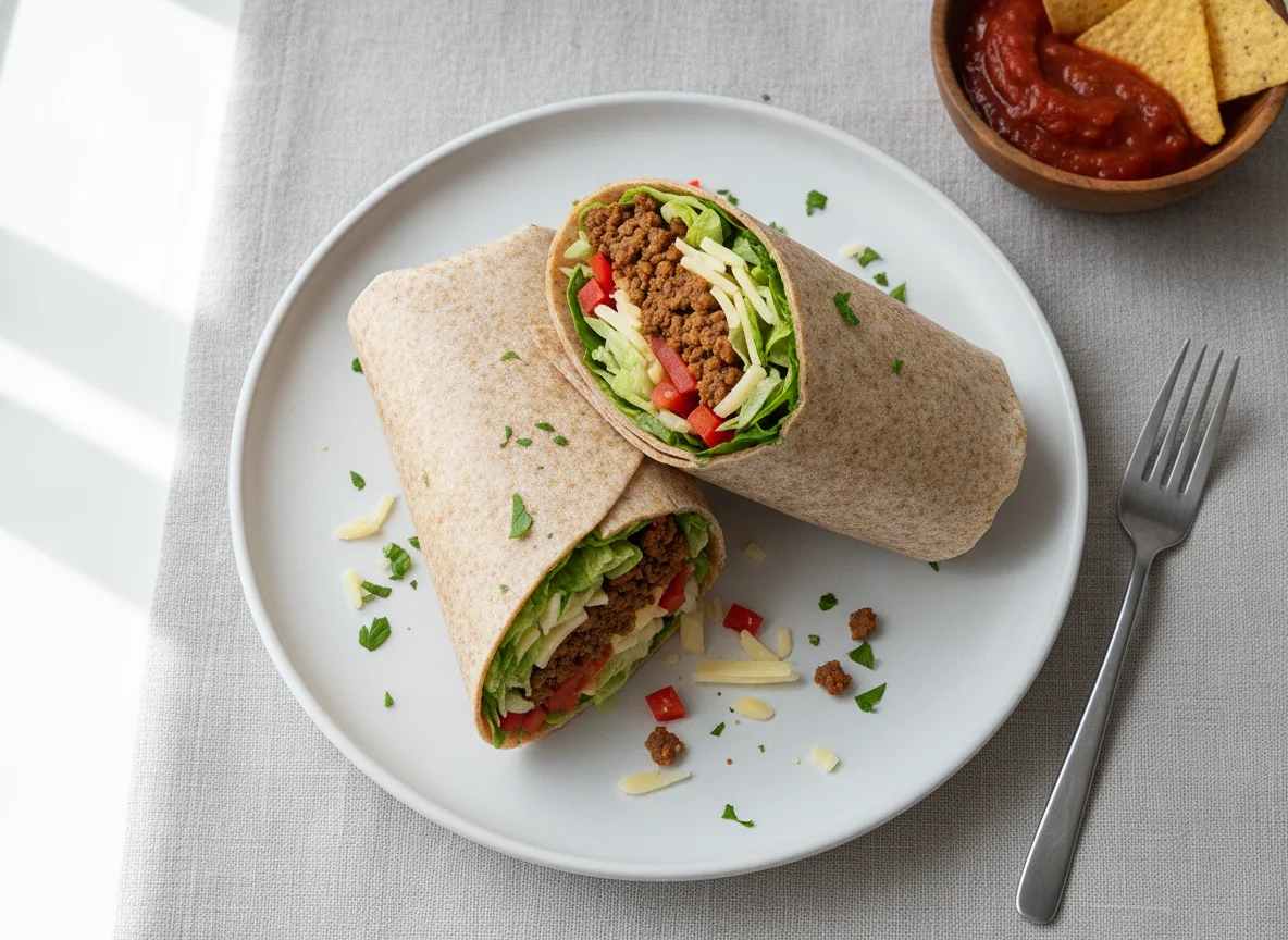 Wrap mit Rindfleisch und Gemüse photo