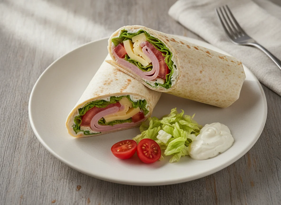 Wrap mit Schinken und Gemüse photo