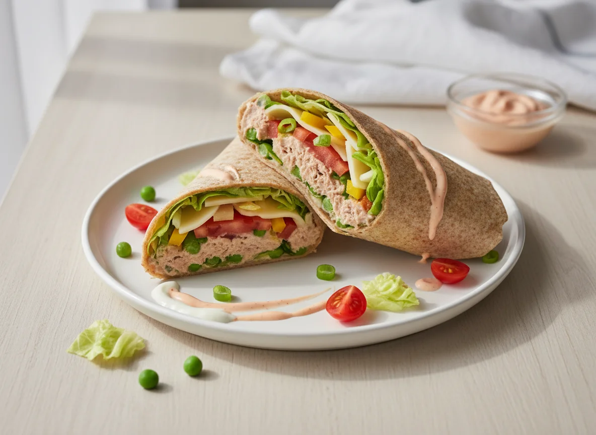 Wrap mit Thunfischcreme und Gemüse photo