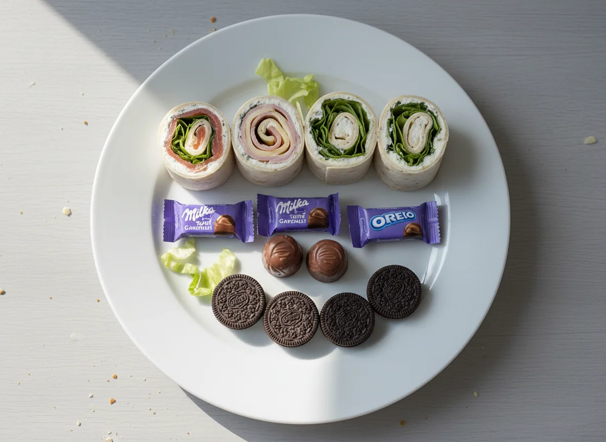 Wrap-Röllchen und Süßigkeiten photo