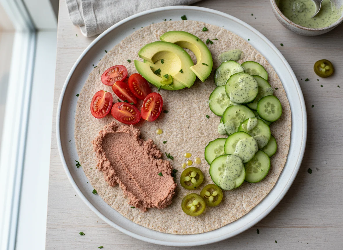 Wrap-Zutaten mit Leberwurst photo