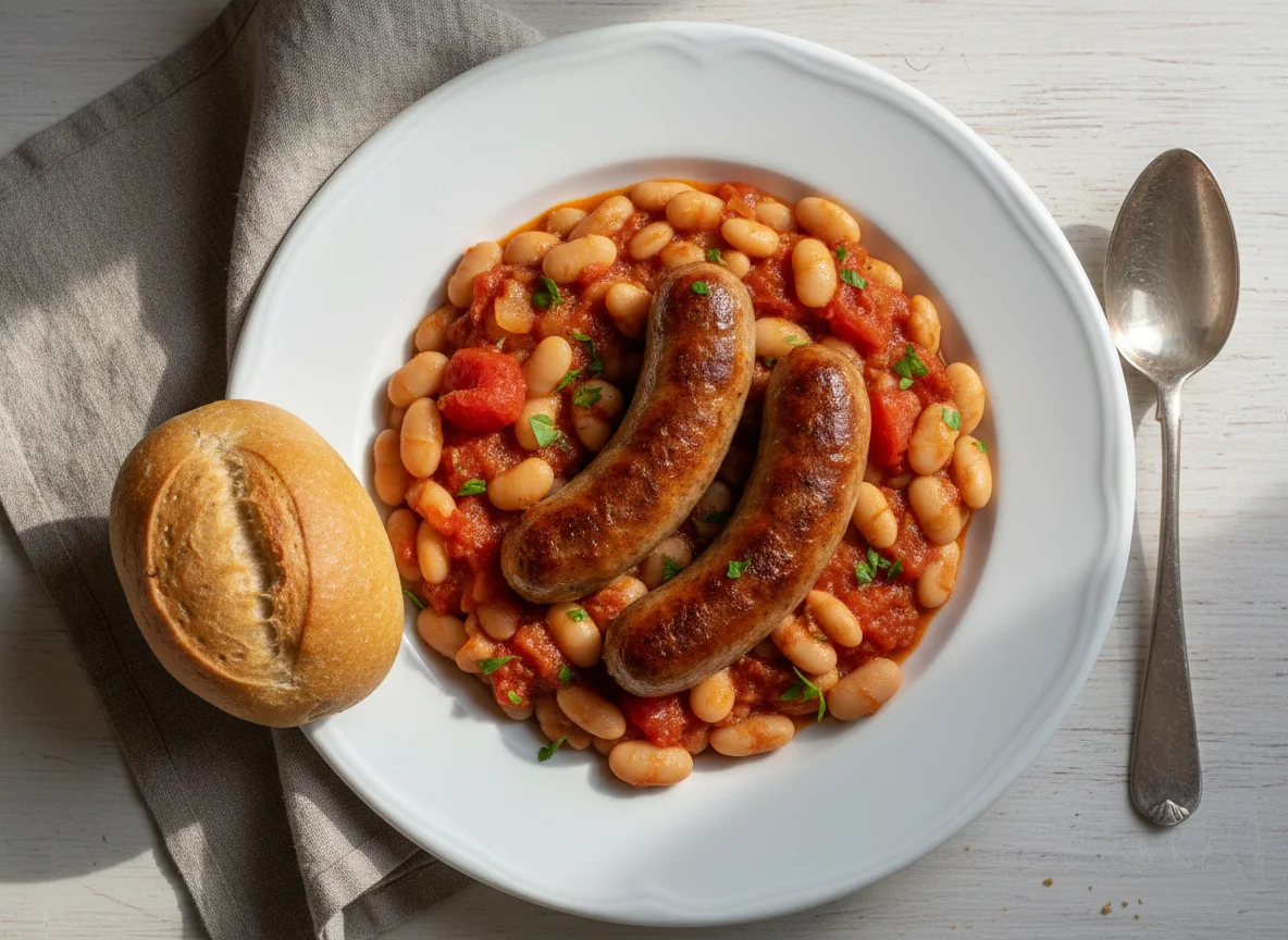 Wurst mit Bohneneintopf photo