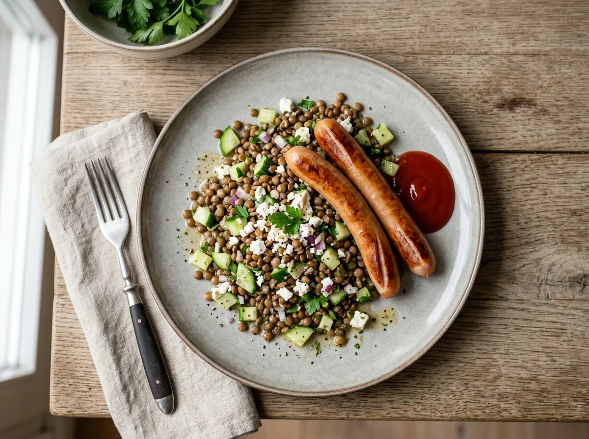 Wurst mit Linsensalat photo