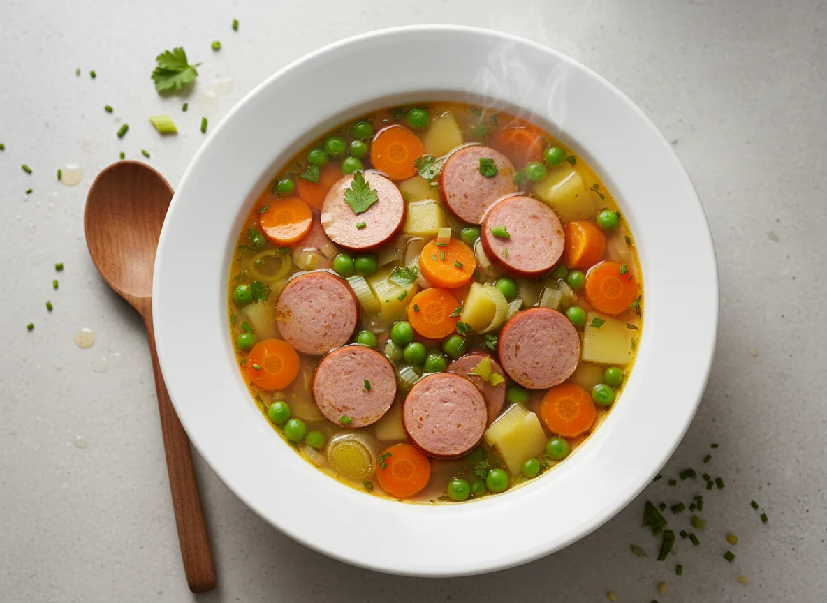 Wurst- und Gemüsesuppe photo