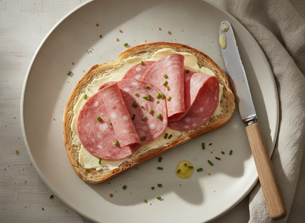 Wurstbrot mit Butter photo