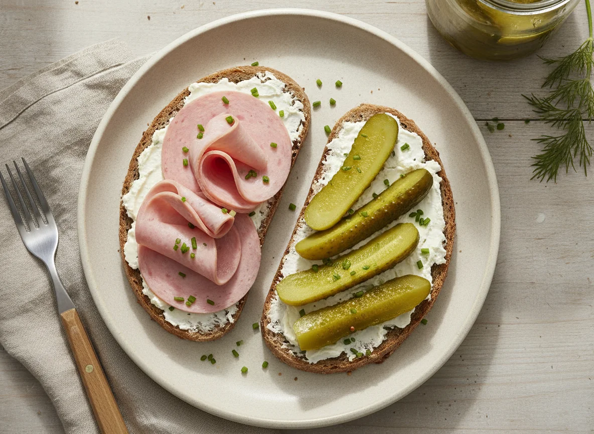 Wurstbrot mit Gewürzgurken photo