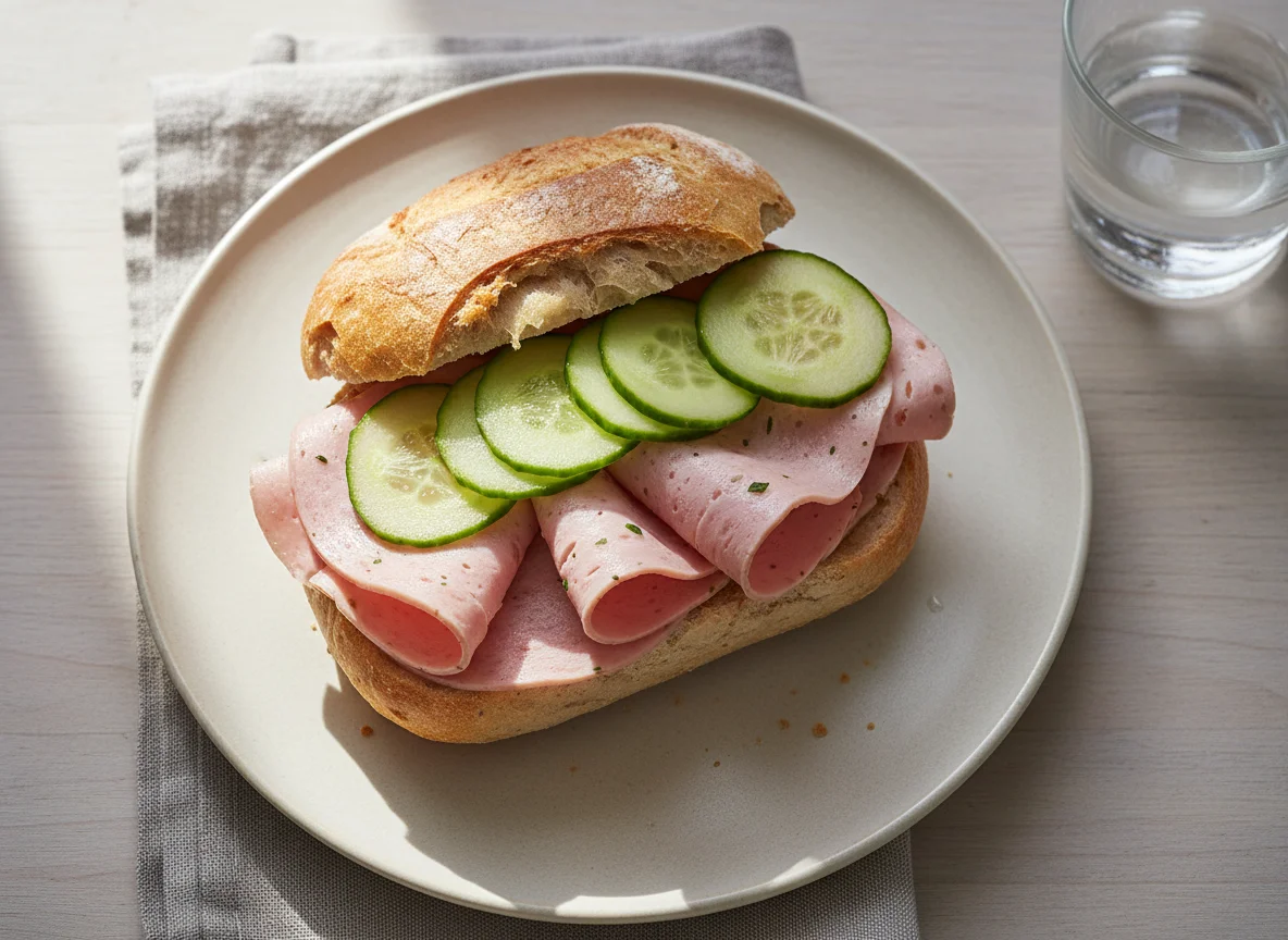 Wurstbrot mit Gurke photo