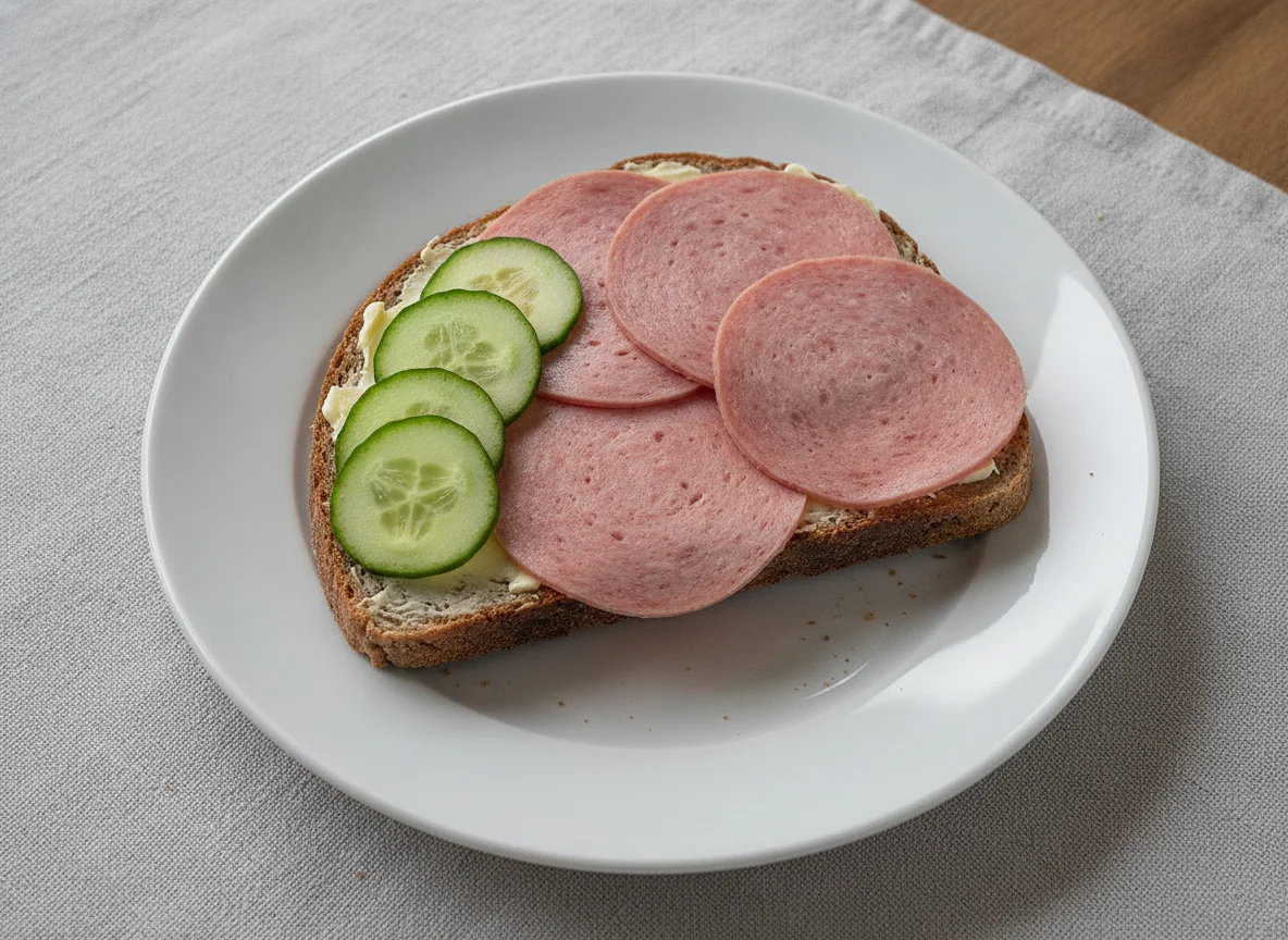Wurstbrot mit Gurkenscheiben photo