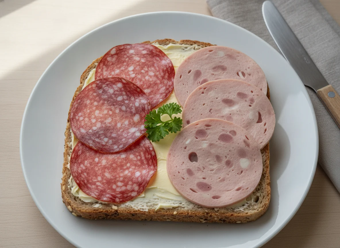 Wurstbrot mit Salami und Fleischwurst photo