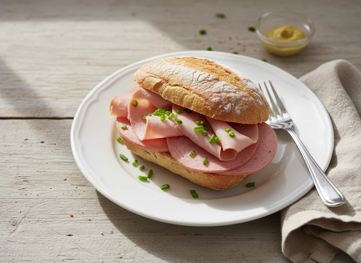 Wurstbrot mit Schinken photo