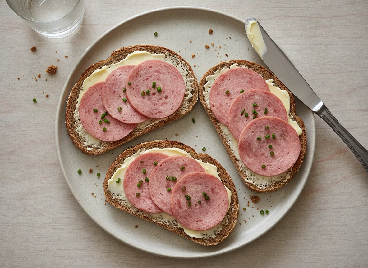 Wurstbrot mit Vollkornbrot photo
