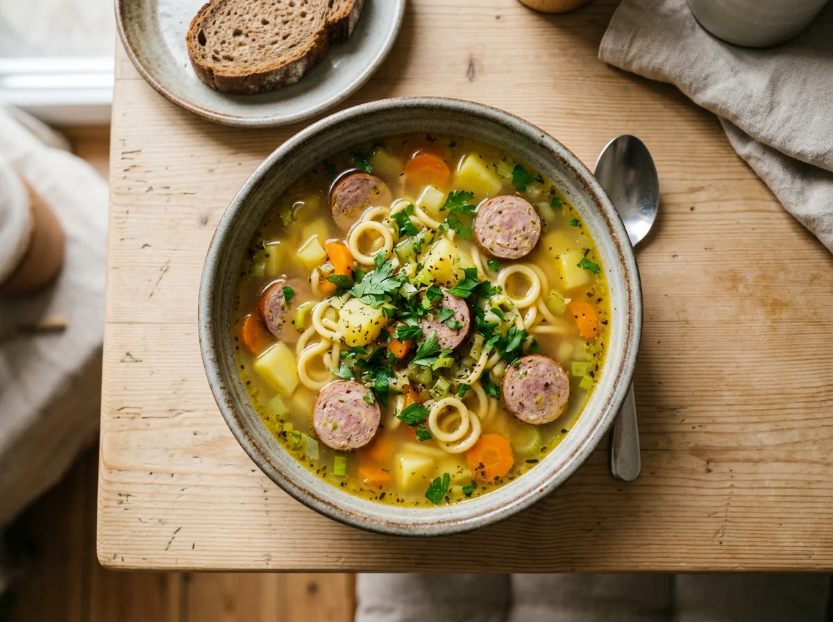 Wurst-Nudelsuppe photo