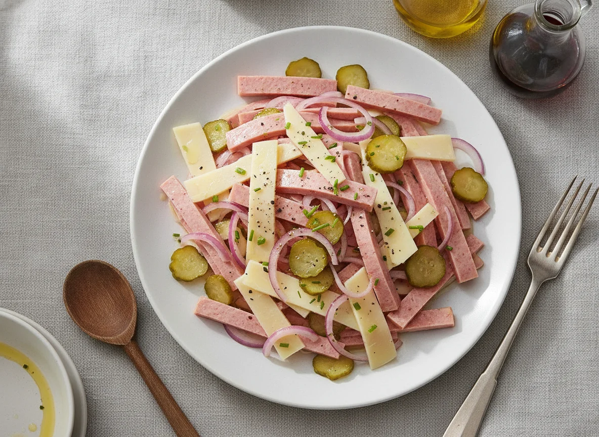 Wurstsalat mit Käse (Schweizer Wurstsalat) photo