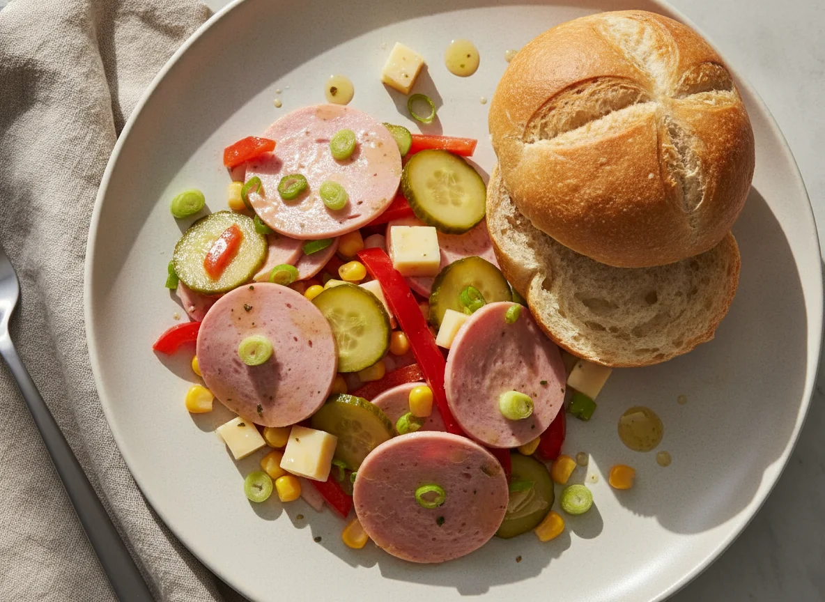 Wurstsalat mit Semmel photo