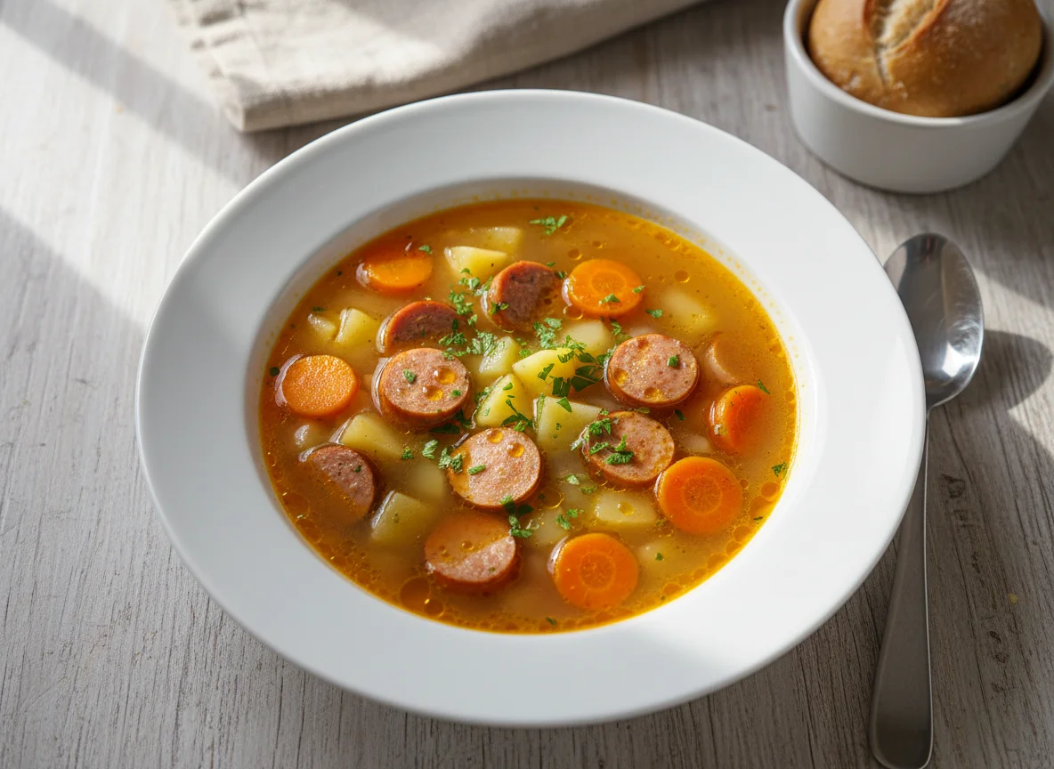 Wurstsuppe mit Gemüse photo