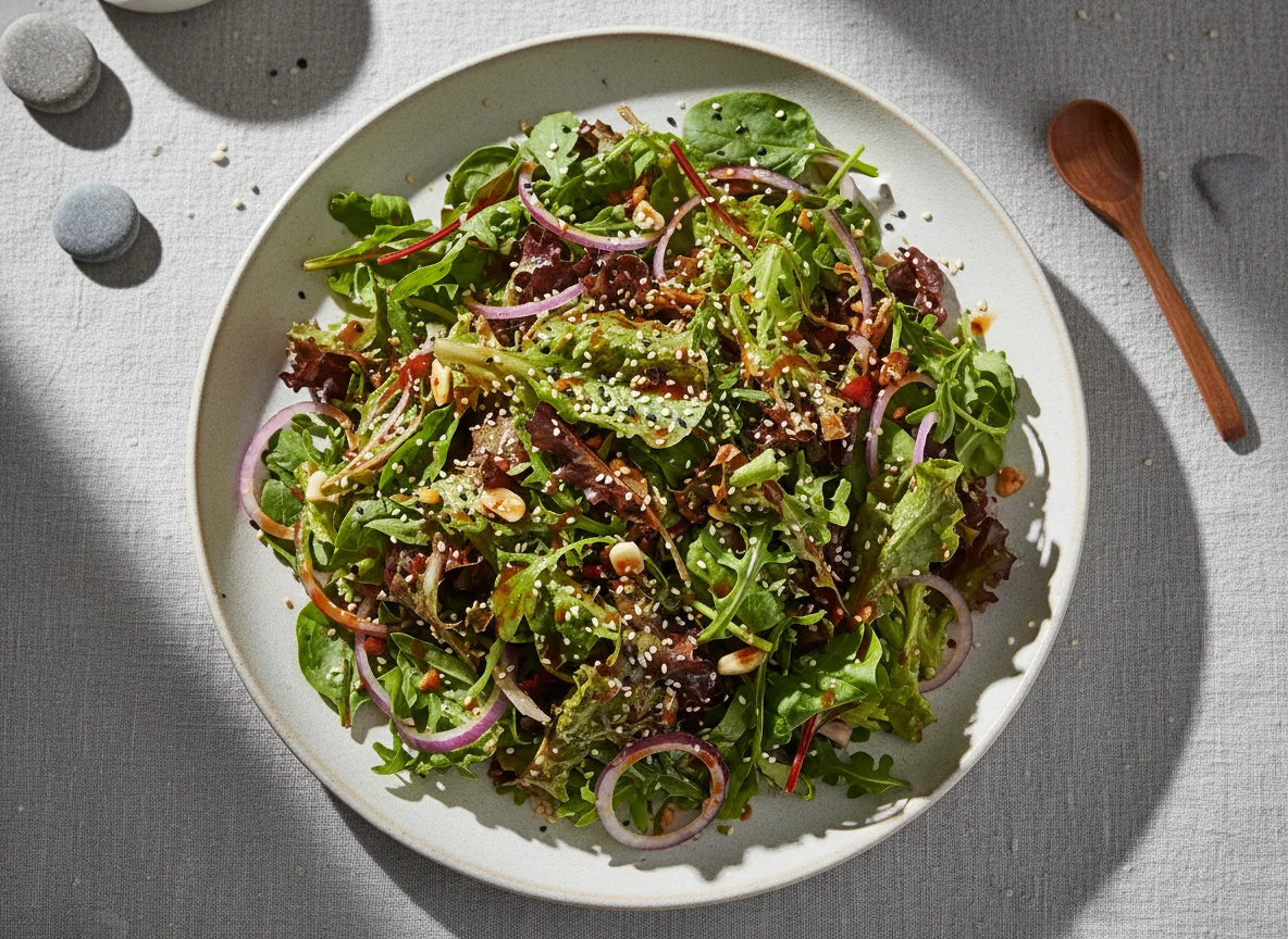 Würziger Blattsalat mit Sesam photo