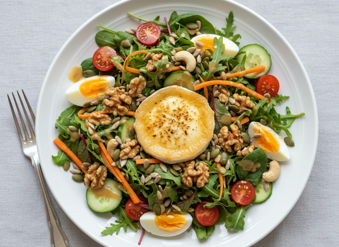 Ziegenkäsesalat mit Nüssen und Kernen photo