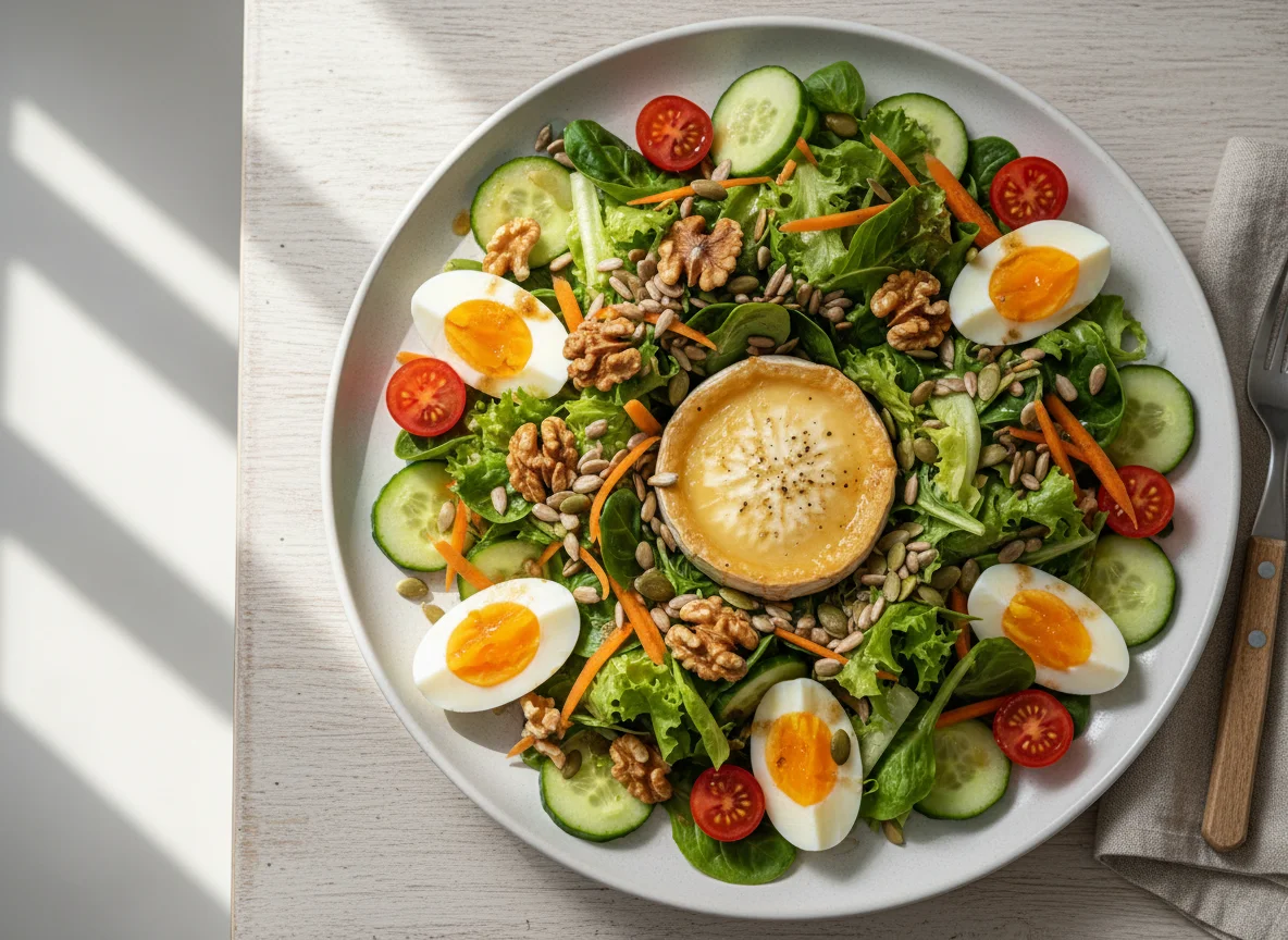 Ziegenkäsesalat mit Nüssen und Samen photo