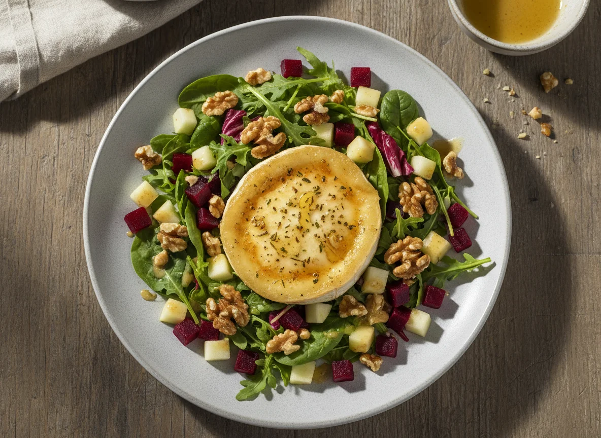 Ziegenkäsesalat mit Roter Bete und Walnüssen photo