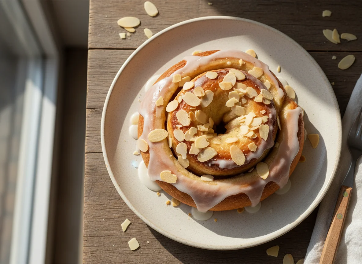 Zimtschnecke mit Mandeln photo